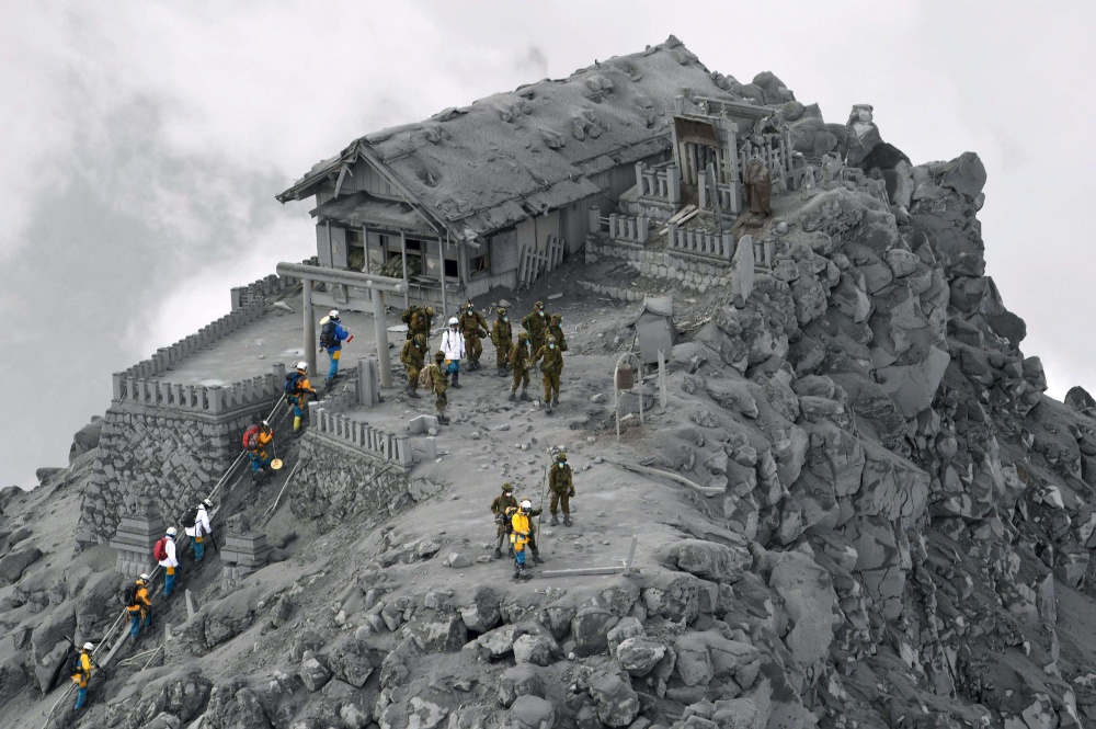 Esse templo foi coberto de cinzas de um vulcão.